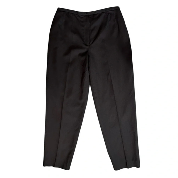 Vtg HARVE BENARD Sport Black Wool Pants Lined Flat Front Pockets High Rise 16 - Picture 1 of 8